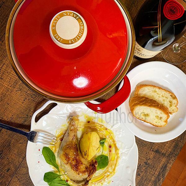 富士ホーロー ホーロー 琺瑯 両手鍋 16cm ココット EXシリーズ