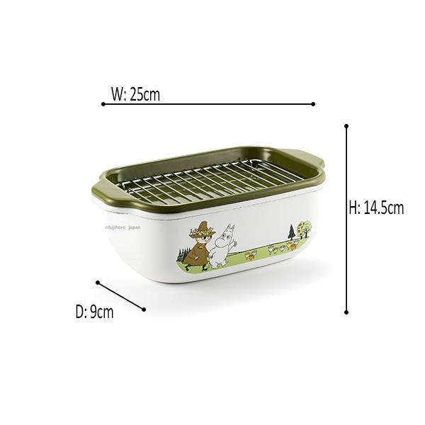 富士ホーロー ムーミン オリーブ 角型天ぷら鍋 バット 揚げ網付き IH対応 富士ホーロー Moomin Olive ムーミンオリーブ角型天ぷら鍋 : 富士