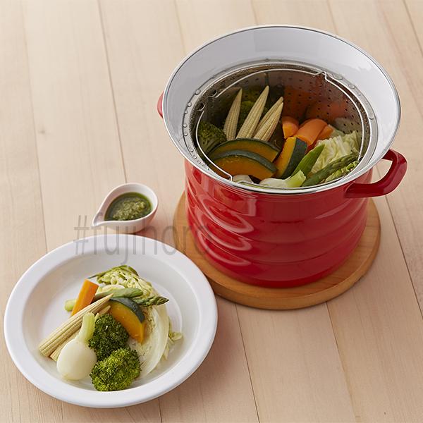 Italy ホーロー　両手鍋 富士ホーロー ホーロー 琺瑯 両手鍋 20cm パスタポット おしゃれ