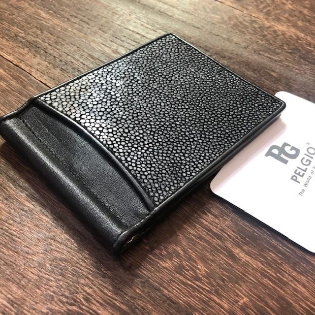 Pelgio ブランド 本物はかっこいい スティングレイ スティングレ ガルーシャ エイ革 ポリッシュ マネークリップ 財布 本物の革 013 本革専門yahoo 店 通販 Yahoo ショッピング