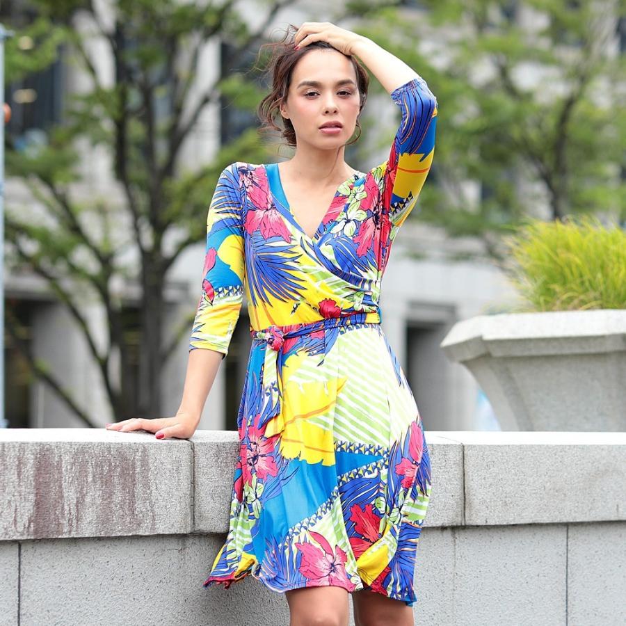 Laワンピース インポート ワンピース ウエストリボン レディース S M L ブルー 花柄 トロピカル ホンコンマダム 通販 Yahoo ショッピング