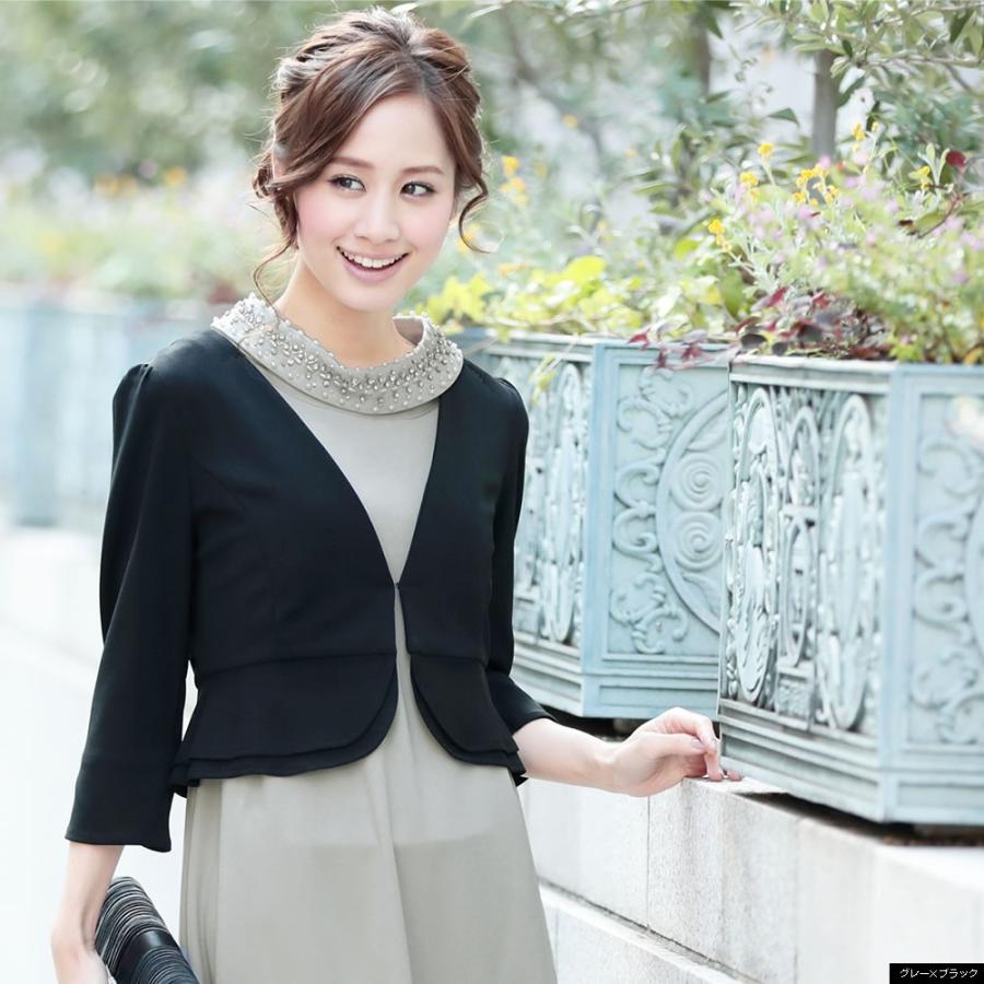パーティードレス セットアップ ワンピース ジャケット 代 30代 結婚式 二次会 大きいサイズ M L Llブラック ネイビー グレー C ホンコンマダム 通販 Yahoo ショッピング
