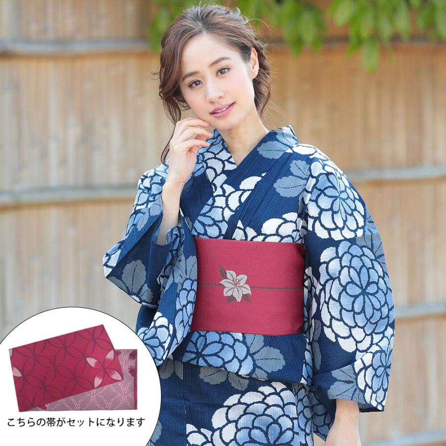 浴衣 レディース 3点セット ゆかた 帯 下駄 紺 紫陽花 ネイビー 紫陽花 あじさい レトロ 古典柄 花柄 浴衣 セット 代 30代 浴衣ホンコンマダム D4957 ホンコンマダム 通販 Yahoo ショッピング