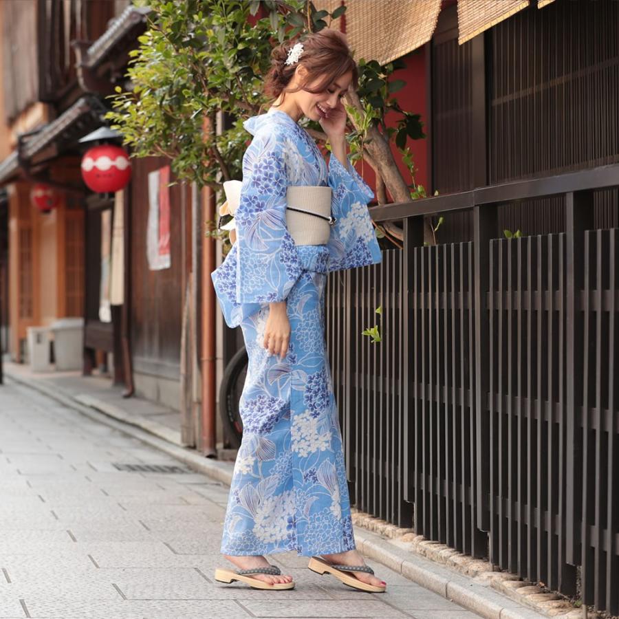 浴衣 レディース 3点セット ゆかた 帯 下駄 水色 紫陽花 紫陽花 あじさい レトロ 古典柄 花柄 浴衣 セット 代 30代 浴衣 19 D5110 ホンコンマダム 通販 Yahoo ショッピング