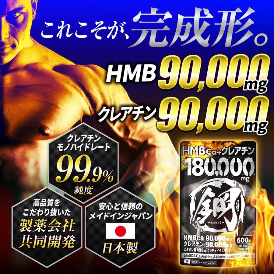 HMB サプリ 国産 鋼 HMB90,000mg クレアチン70,000mg BCAA クラチャイダム HAGANE