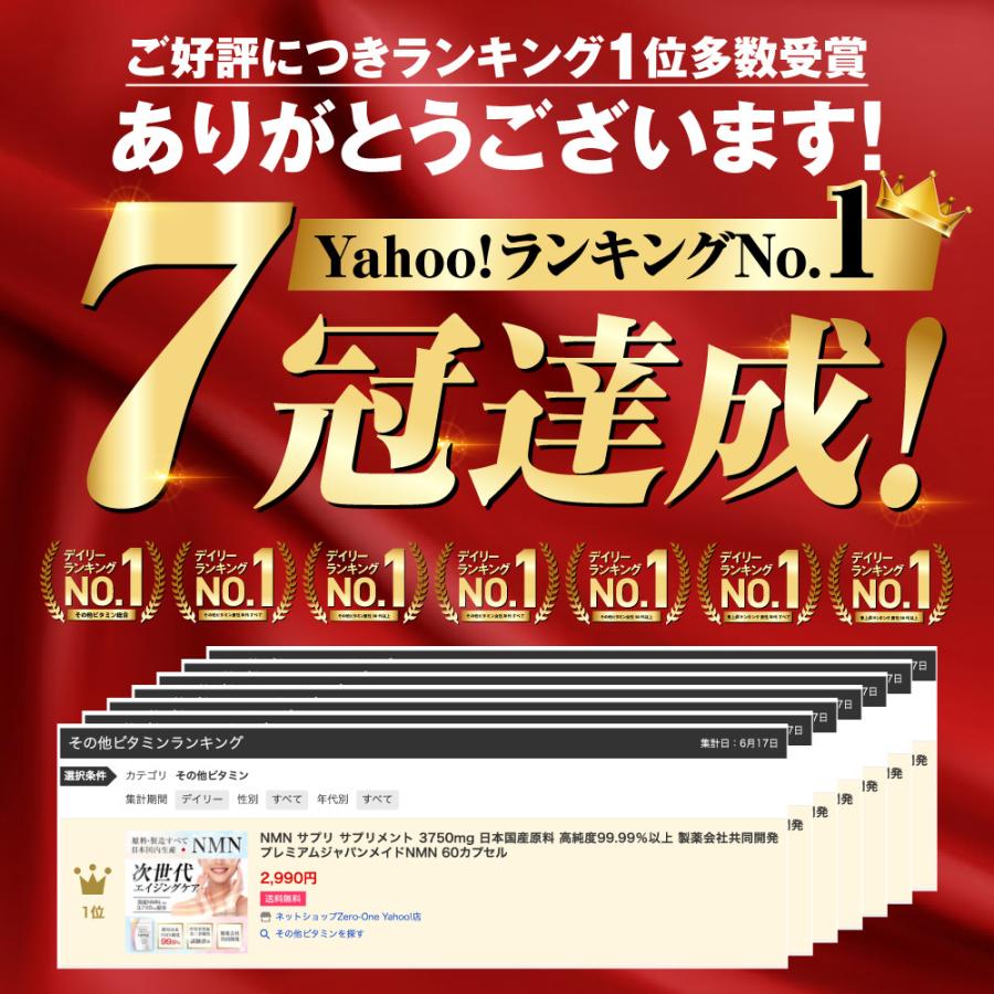 NMN サプリ サプリメント 5,000mg 日本国内製造原料 国産 高純度100％ 製薬会社共同開発 プレミアムジャパンメイドNMN 40粒｜hongo-company｜03