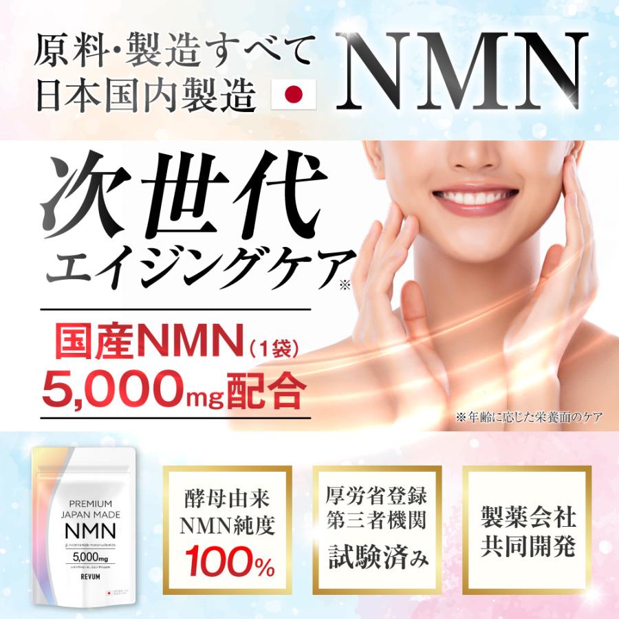 NMN サプリ サプリメント 5,000mg 日本国内製造原料 国産 高純度100％ 製薬会社共同開発 プレミアムジャパンメイドNMN 40粒｜hongo-company｜02