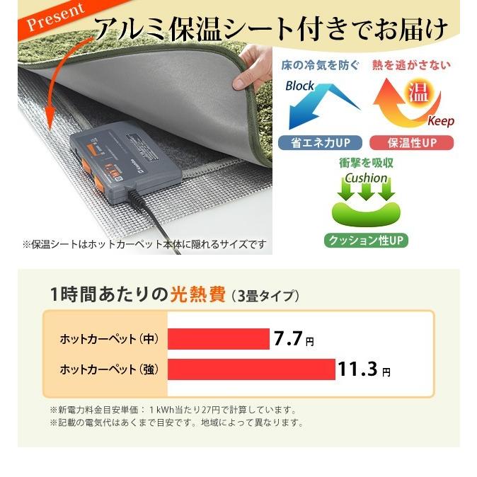 ホットカーペット カバー 電気カーペット対応 北欧ラグ マット-モリス 3畳 240x200cm ホットカーペット本体セット ラグ[11]の画像