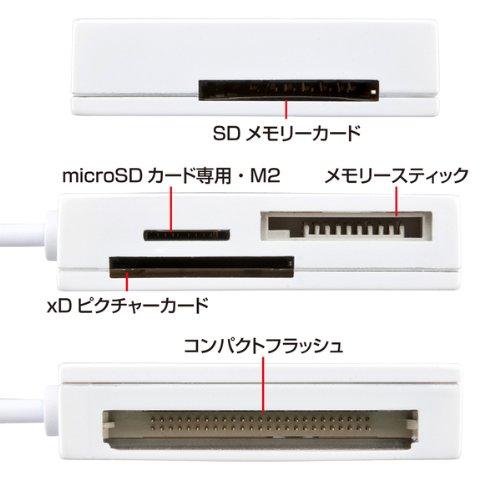 サンワサプライ USB2.0 カードリーダー SD/micro SD/MS/xD/CF対応 ホワイト ADR-ML15W｜honki-benri｜04