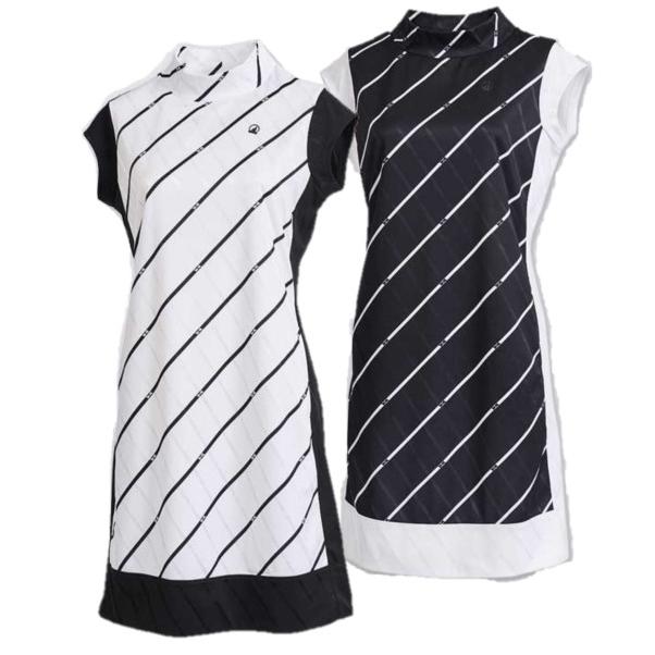 本間ゴルフ インナーペチコート付き ジャカードストライプ ノースリーブ ワンピース レディース ウェア ホンマ Honma Golf 最新アイテム