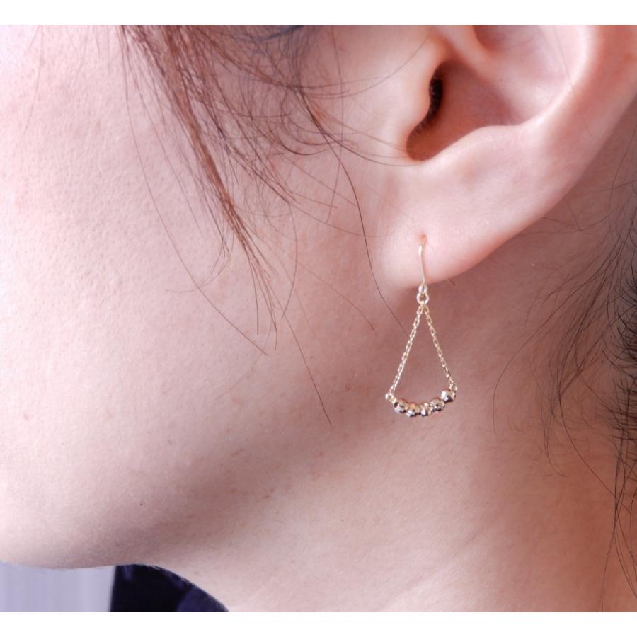 本間宝石] 18金 ピアス ミラーボール ライン (日本製 金属アレルギー