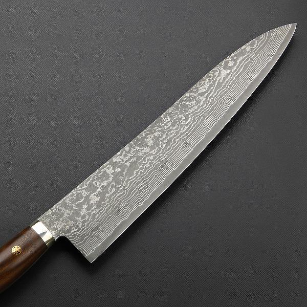 田中誠貴作 ダマスカス　vg10 牛刀　270mm 田中誠貴作 牛刀 両刃 270mm 粉末ハイスR2 割込み ステンレス