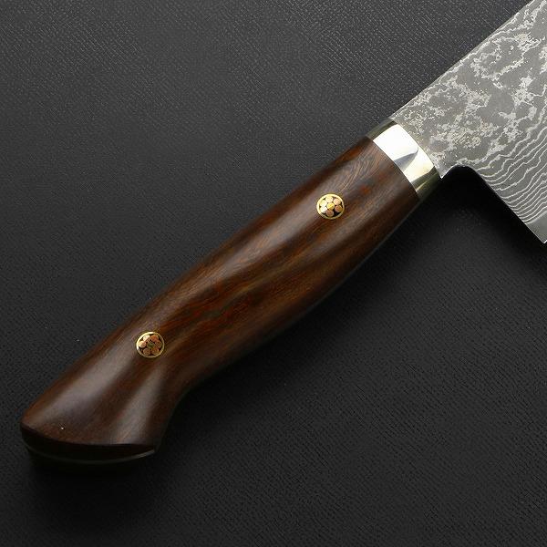 田中誠貴作 ダマスカス　vg10 牛刀　270mm 田中誠貴作 牛刀 両刃 270mm 粉末ハイスR2 割込み ステンレス