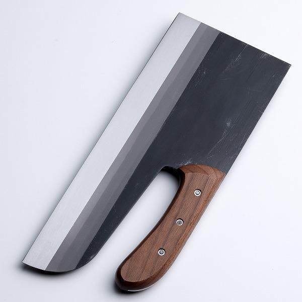 そば切り包丁 安来白紙鋼 黒打 330mm 木柄 江戸普及型 麺切包丁 日本製