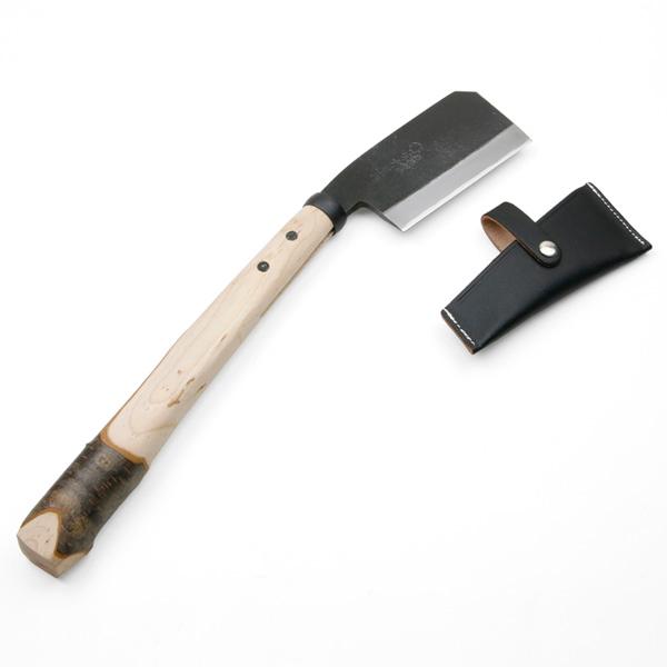 日野浦刃物工房 味方屋作 越後鍛冶鉈 両刃 東型 桜柄 刃当て付き | 