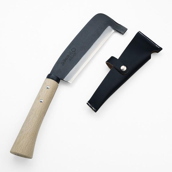 日野浦刃物工房 味方屋作 片刃 ハシ付鉈6.0 白樫柄 刃当て付き ナタ | 