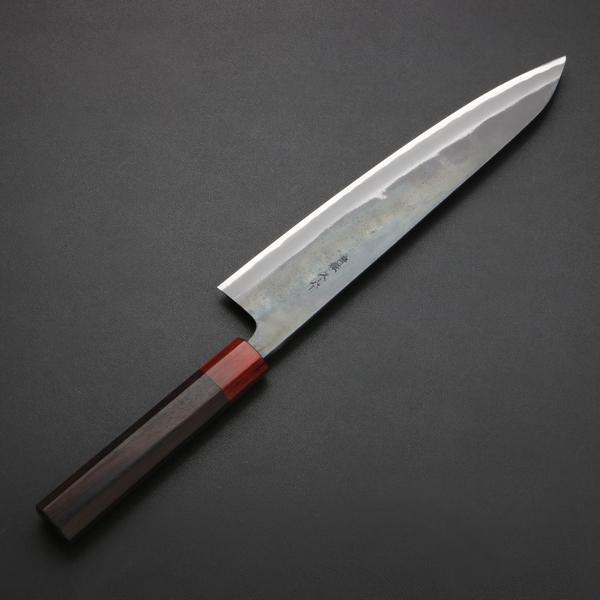 元兼 牛刀 240mm 両刃 青紙スーパー 割込み 黒打ち仕上げ 土佐打ち刃物