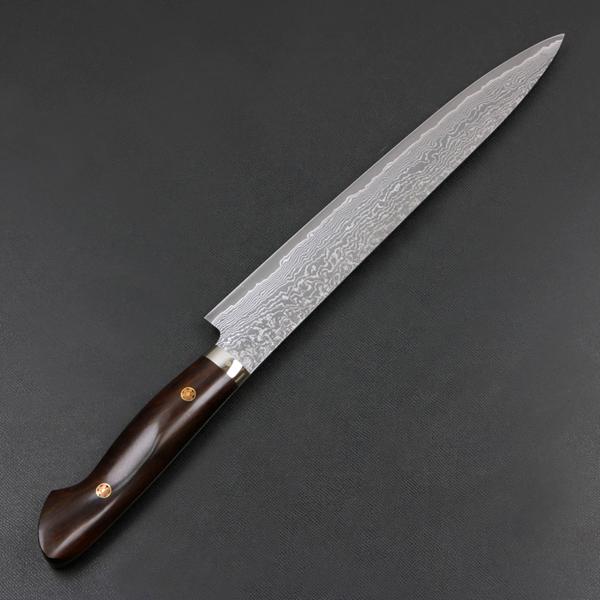 田中誠貴作 筋引包丁 両刃 240mm 粉末ハイスR2 割込み ステンレス