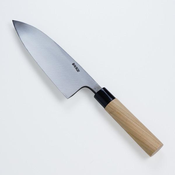 出刃包丁 片刃 180mm 白紙2号 黒打ち槌目 カスミ研 桜柄 一般