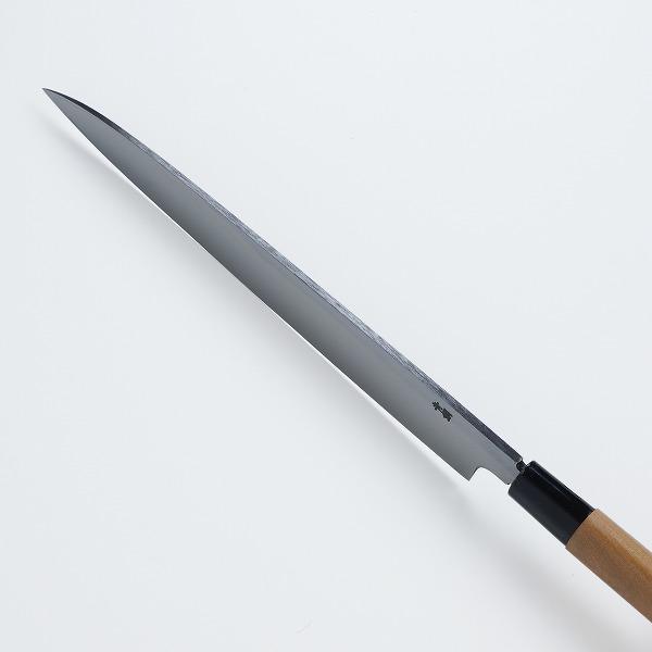 柳刃包丁 片刃 270mm 青紙2号 黒打ち槌目仕上げ カスミ研 桜柄 一般