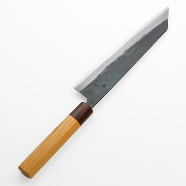 元兼 切付型 和牛刀 210mm 両刃 青紙1号 割込み 黒打ち仕上げ 切付 包丁 ケヤキ柄 木箱入り 包丁 土佐打ち刃物 極上品の画像