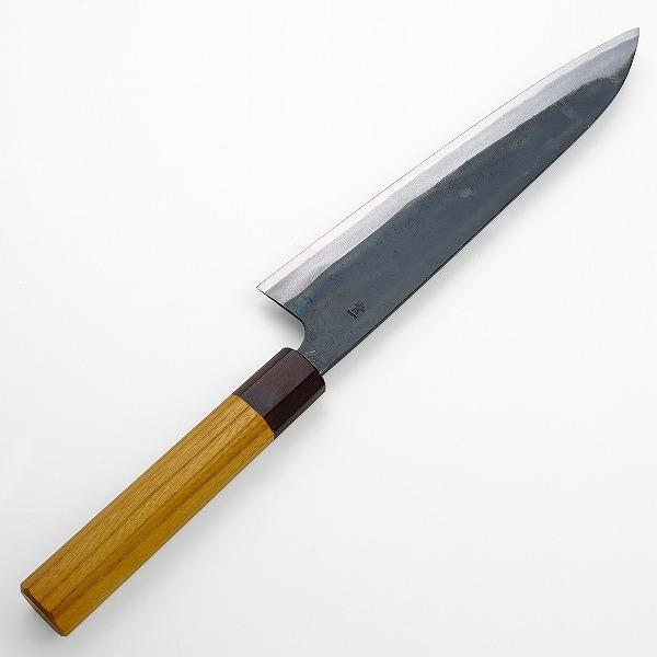 元兼 牛刀 210mm 両刃 青紙1号 割込み 黒打ち仕上げ ケヤキ柄 木箱入り