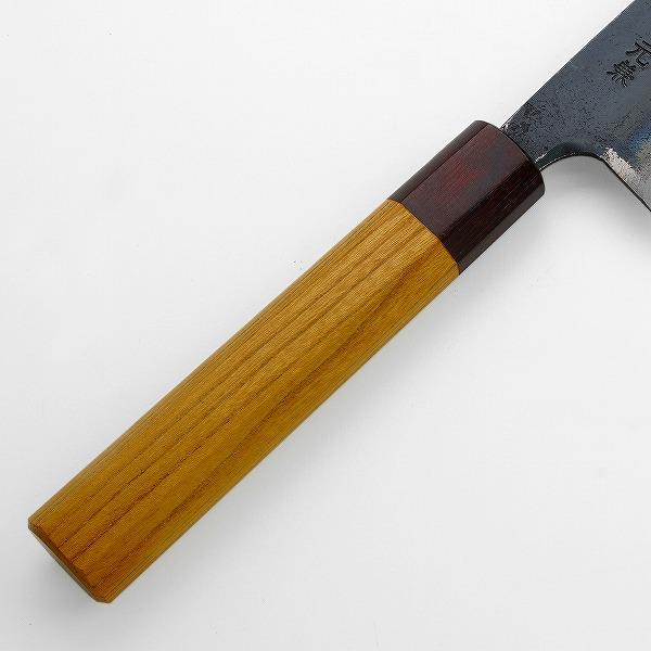 元兼 牛刀 210mm 両刃 青紙1号 割込み 黒打ち仕上げ ケヤキ柄 木箱入り