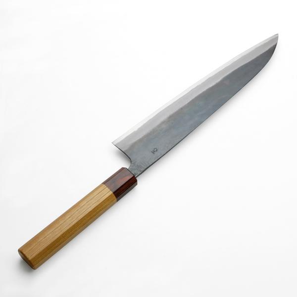元兼 和牛刀 240mm 両刃 青紙1号 割込み 黒打ち仕上げ ケヤキ柄 木箱入り 極上品 土佐打ち刃物の画像