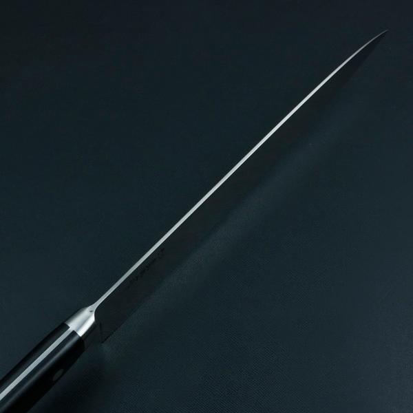 直澄作 牛刀 片刃 240mm 全鋼 共口金付き 黒合板柄の画像