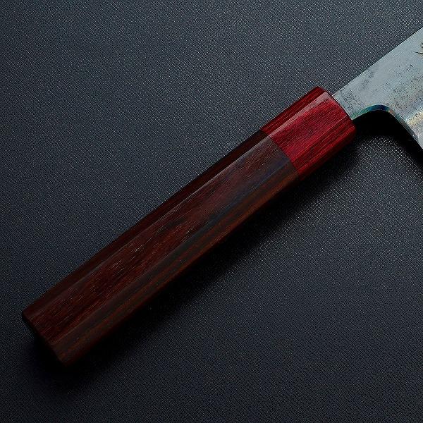 元兼 牛刀 210mm 両刃 青紙スーパー 割込み 黒打ち仕上げ 赤口輪紫檀