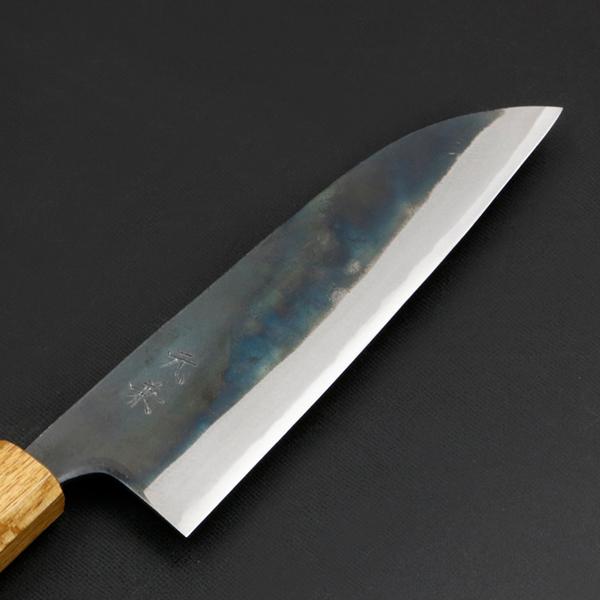 元兼 三徳包丁 170mm 両刃 青紙スーパー 割込み 黒打ち仕上げ 焼き漆柄