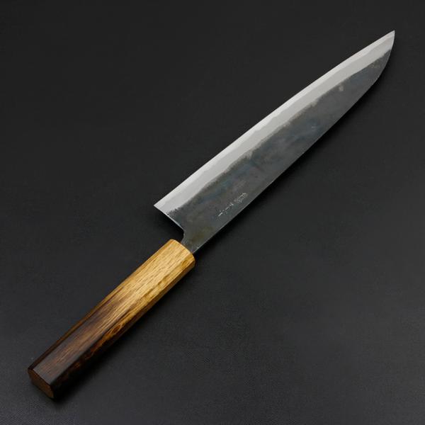 元兼 和牛刀 240mm 両刃 青紙スーパー 割込み 黒打ち仕上げ 焼き漆柄