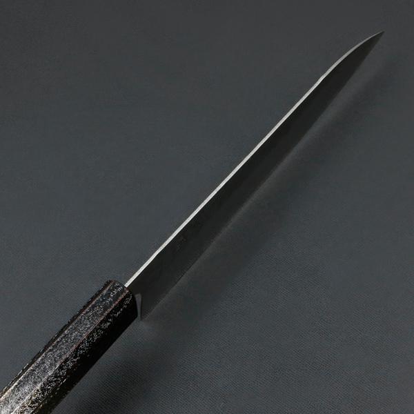 重勝 和牛刀 両刃 210mm 銀三ステンレス 梨地 暗銀漆柄 : ほんまもん