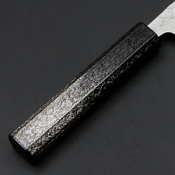 重勝 和牛刀 両刃 210mm 銀三ステンレス 梨地 暗銀漆柄 : ほんまもん