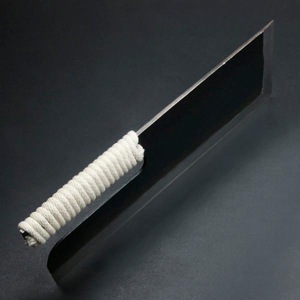 そば切り包丁 片刃 330mm 黒打ち仕上げ ロープ巻き : ほんまもん