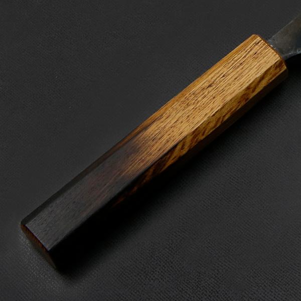 元兼 ペティナイフ 135mm 両刃 青紙スーパー 割込み 黒打ち仕上げ 焼き