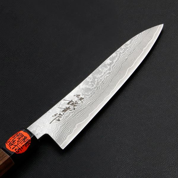 誠貴作 春風 和ペティナイフ 両刃 135mm 粉末ハイス積層鋼 ダマスカス模様 水牛八角ウォルナット柄 木箱入りの画像