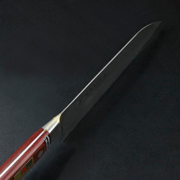 下総国光月作 三徳包丁 両刃 180mm 白紙1号 全鋼 真鍮ロウ付け共口金