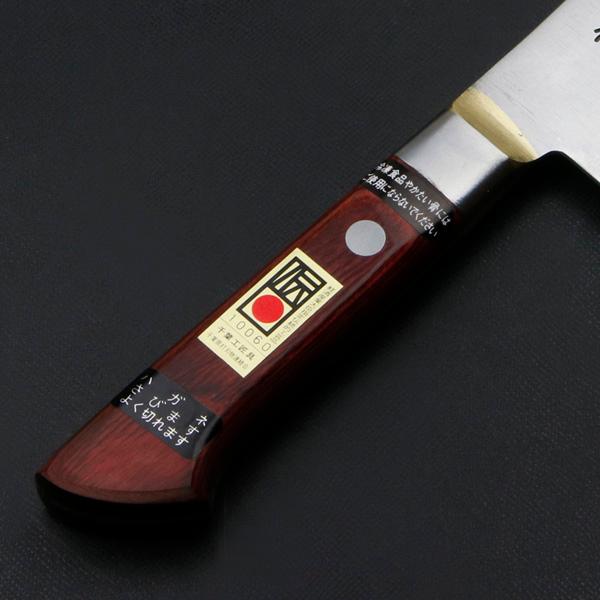 下総国光月作 三徳包丁 両刃 180mm 白紙1号 全鋼 真鍮ロウ付け共口金