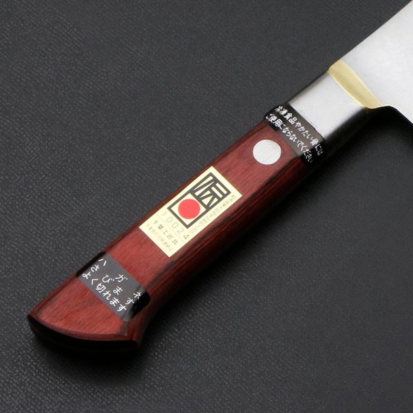 下総国光月作 牛刀 両刃 165mm 白紙1号 全鋼 真鍮ロウ付け共口金付き