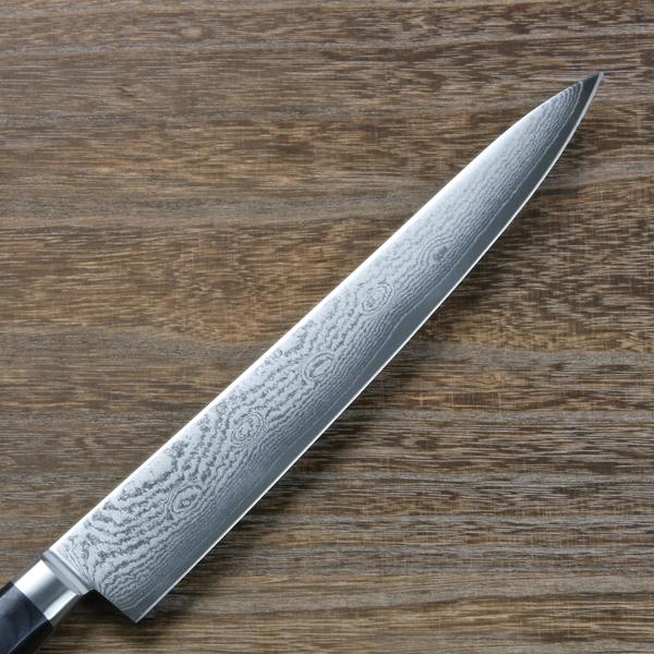 名入れ無料 筋引包丁 両刃 240mm V金10号 ステンレス ダマスカス模様