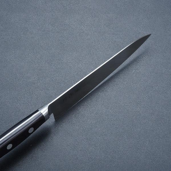 名入れ無料 源光金 ペティナイフ 両刃 150mm 日本鋼 共口金付き 黒合板
