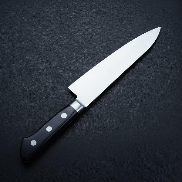 名入れ無料 源光金 牛刀 両刃 180mm 日本鋼 共口金付き 黒合板柄 日本