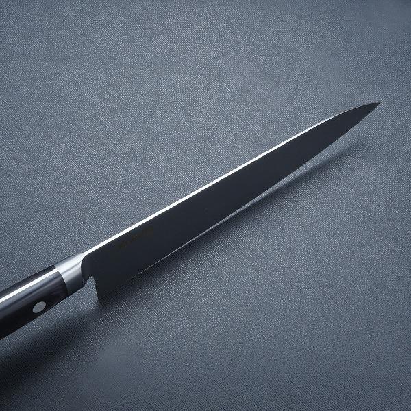名入れ無料 源光金 牛刀 両刃 210mm 日本鋼 共口金付き 黒合板柄 日本