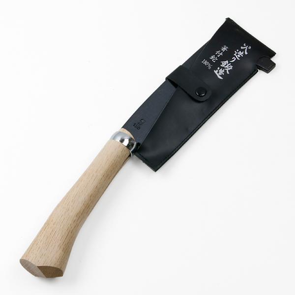 箸付黒打ち鉈 片刃180mm 刃当てカバー付き 石突鉈 枝払い アウトドア