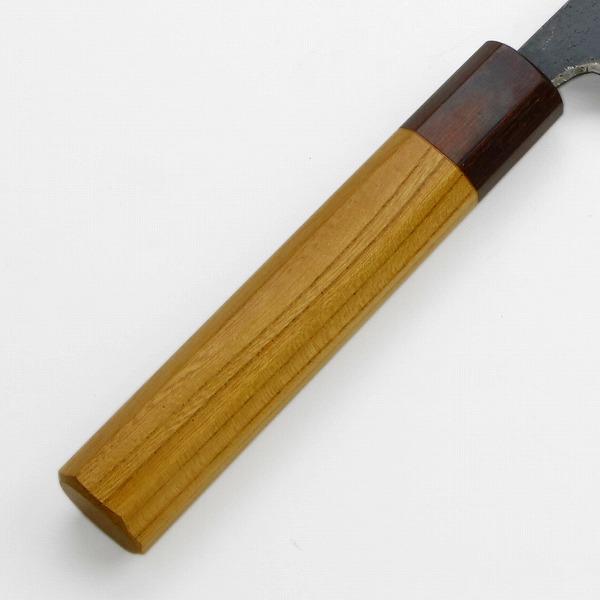 元兼 筋引き包丁 210mm 両刃 青紙1号 割込み 黒打ち仕上げ ケヤキ八角