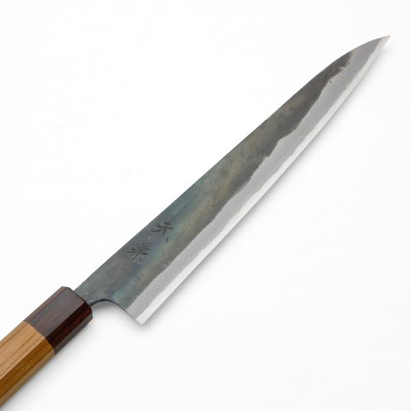 元兼 筋引き包丁 240mm 両刃 青紙1号 割込み 黒打ち仕上げ ケヤキ八角