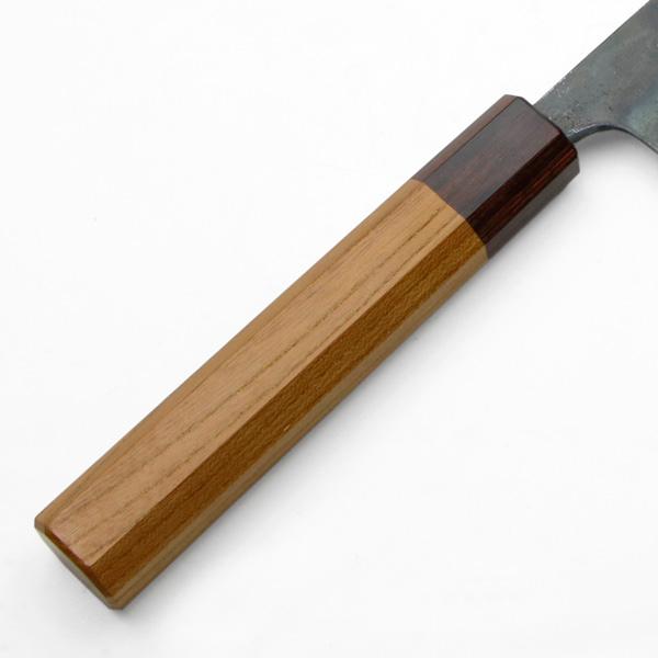 元兼 筋引き包丁 240mm 両刃 青紙1号 割込み 黒打ち仕上げ ケヤキ八角