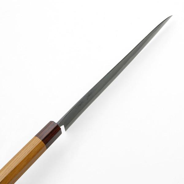 元兼 筋引き包丁 240mm 両刃 青紙1号 割込み 黒打ち仕上げ ケヤキ八角