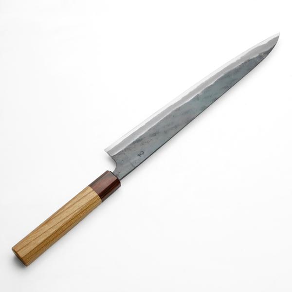 元兼 筋引き包丁 270mm 両刃 青紙1号 割込み 黒打ち仕上げ ケヤキ八角